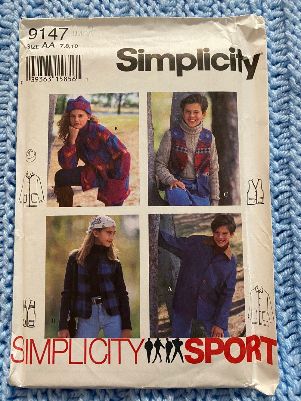 Simplicity Sewing pattern 9147 kids top vest hat